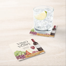 Vino vor Vows Charcuterie Board Brautparty Rechteckiger Pappuntersetzer