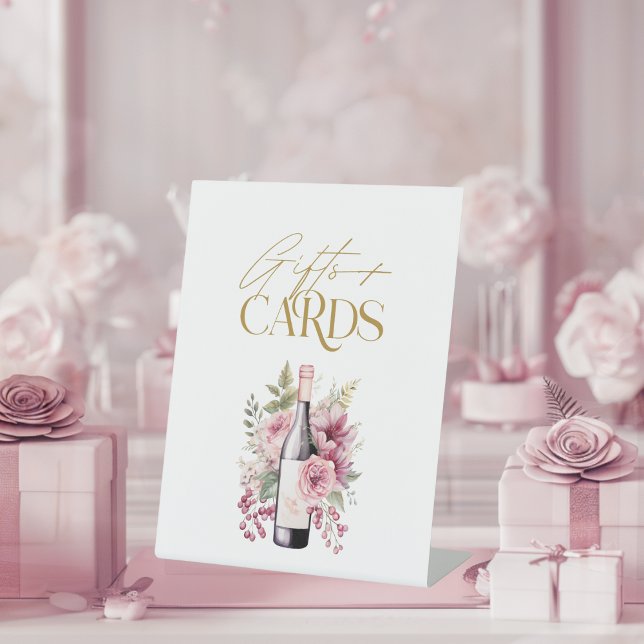 Vino vor Vows Geschenke und Karten Brautparty Sockelschild (Von Creator hochgeladen)