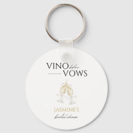 Vino vor Vows Weiße Flora Brautparty Gefallen Schlüsselanhänger