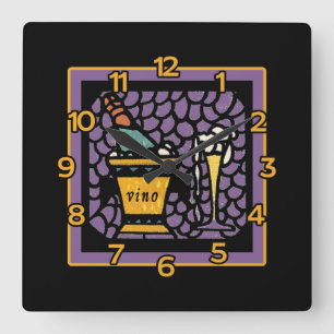 VINO Wall Clock - verkettetes Glas Art Quadratische Wanduhr