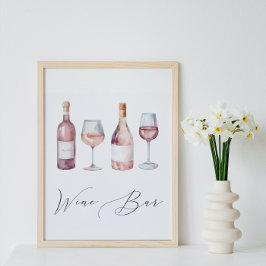 Vino Wasserfarbe vor Vows Bar Zeichen Poster
