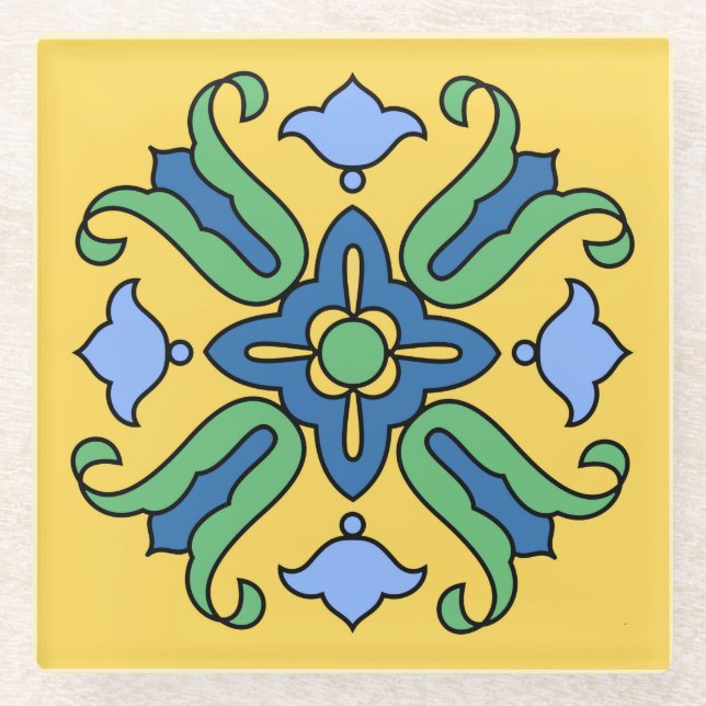 Vinta Catalina Island Tile Design Glasuntersetzer (Vorderseite)