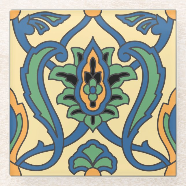 Vinta Catalina Island Tile Design Glasuntersetzer (Vorderseite)