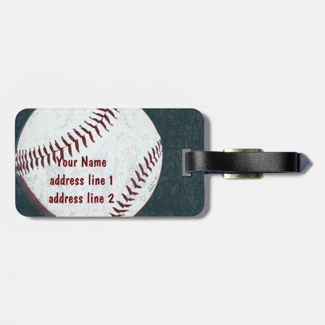 vintade redete Basebalballumbau an Gepäckanhänger (Rückseite horizontal)