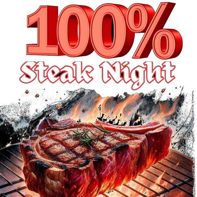 Vintag 100% Steak Night T-Shirt (Von Creator hochgeladen)