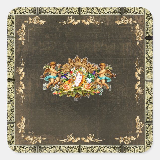 Vintag 114 quadratischer aufkleber (Vorderseite)