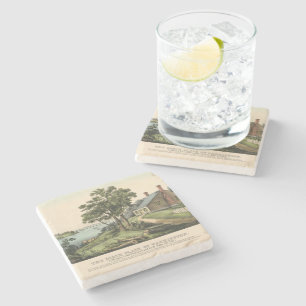 Vintag 1732 Geburtsort von George Washington Print Steinuntersetzer