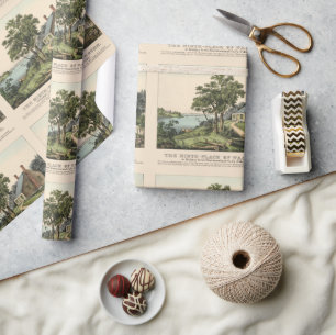 Vintag 1732 George Washington Birthplace Pattern Geschenkpapier