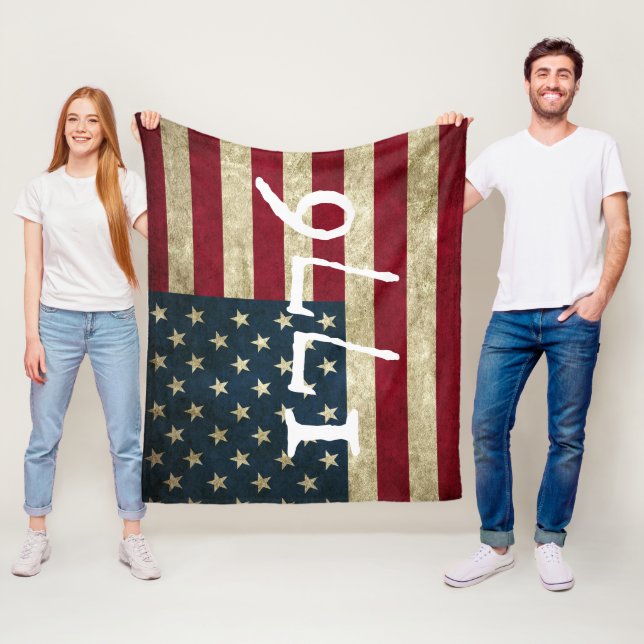 Vintag 1776 Amerikanischer Flaggenpatriotisch Fleecedecke (Beispiel)