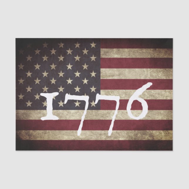 Vintag 1776 Amerikanischer Flaggenpatriotisch Seidenpapier (Vorderseite)