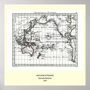 Vintag 1806 Karte - Australasie et Polynesie Poster