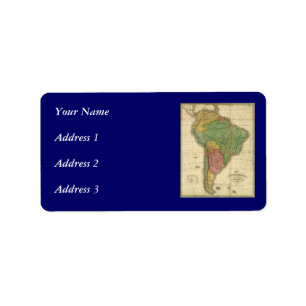 Vintag 1826 South America Map von Anthony Finley Adressaufkleber
