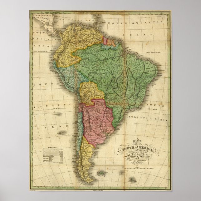 Vintag 1826 South America Map von Anthony Finley Poster (Vorne)
