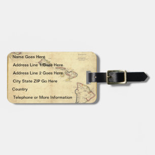 Vintag 1837 Hawaii-Karte - Hawaiianische Inseln Gepäckanhänger