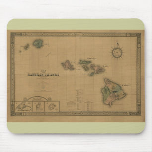 Vintag 1876 Hawaii Map - Hawaiianische Inseln Mousepad