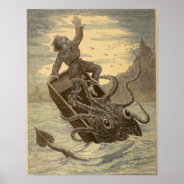 Vintag 1879 Großer Tintenfisch Poster (Vorne)