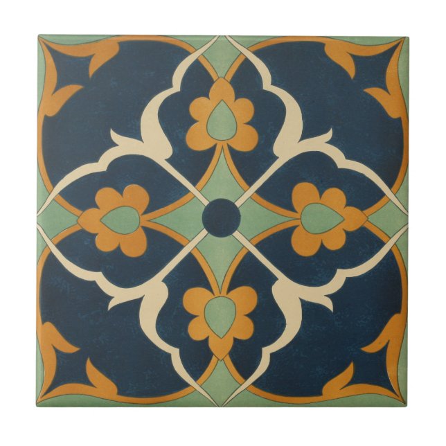 Vintag 1884 Zierarbeit Keramik Grün Fliese (Vorderseite)