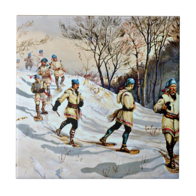 Vintag (1886) Schneeschuhen Fliese (Vorderseite)