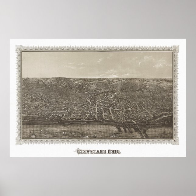 Vintag 1887 Cleveland Ohio View Poster (Vorne)