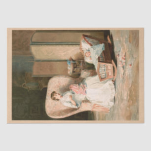 Vintag 1888 Mutter und Kind, wiederhergestellt Dec Seidenpapier