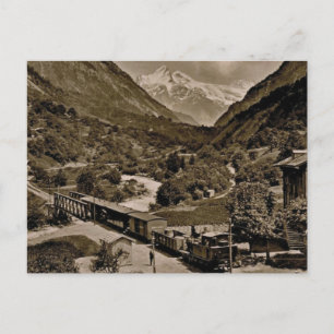 Vintag, 1890, Eisenbahnzug in Grindelwald Postkarte