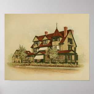 Vintag 1895 Kunsthaus - Farbdruck Poster