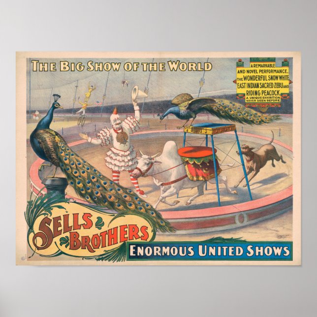 Vintag 1895 verkauft Brothers Circus Poster (Vorne)