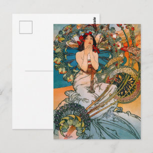 Vintag 1897 Elegantes Lady & Bird Blume Muster Postkarte