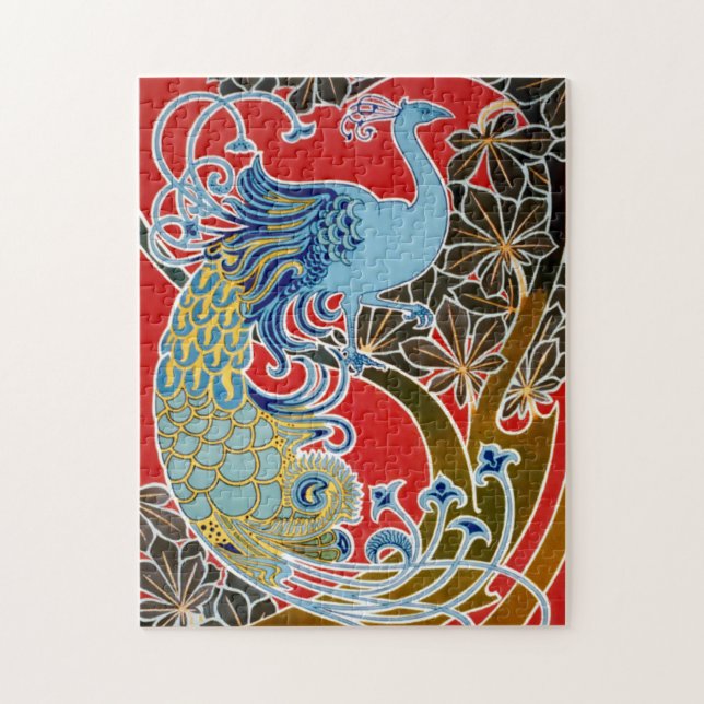 Vintag 1898 Jugendstil-Pfau von Gisbert Combaz Puzzle (Vertikal)
