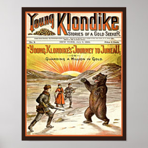 Vintag 1898 Young Klondike Dime Novel Poster