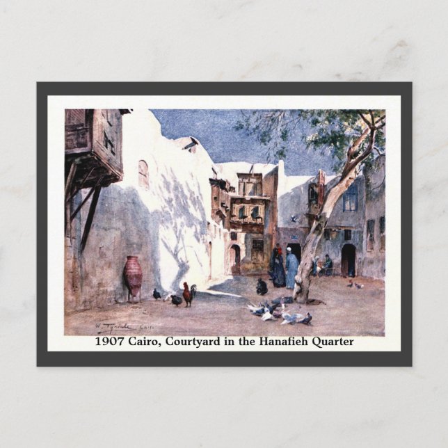 Vintag 1900 Ägypten Kairo Courtyard Hanafieh Postkarte (Vorderseite)