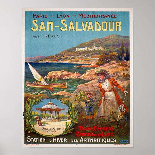 Vintag 1900 San Salvadour Reiseplakat Poster (Vorne)