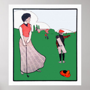 Vintag 1901 Golf Aquarell drucken Poster
