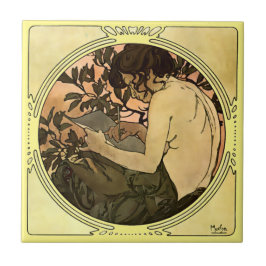 Vintag 1901 Jugendstil-Frau von Alphonse Mucha Fliese