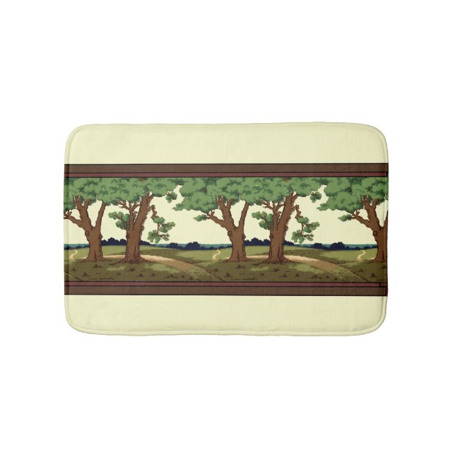 Vintag 1905 Kunsthandwerk-Stil Eichenlandschaft Badematte (Vorderseite)