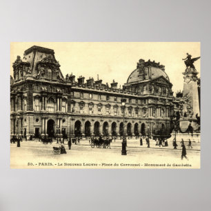Vintag 1905 Louvre, Paris, Frankreich Poster
