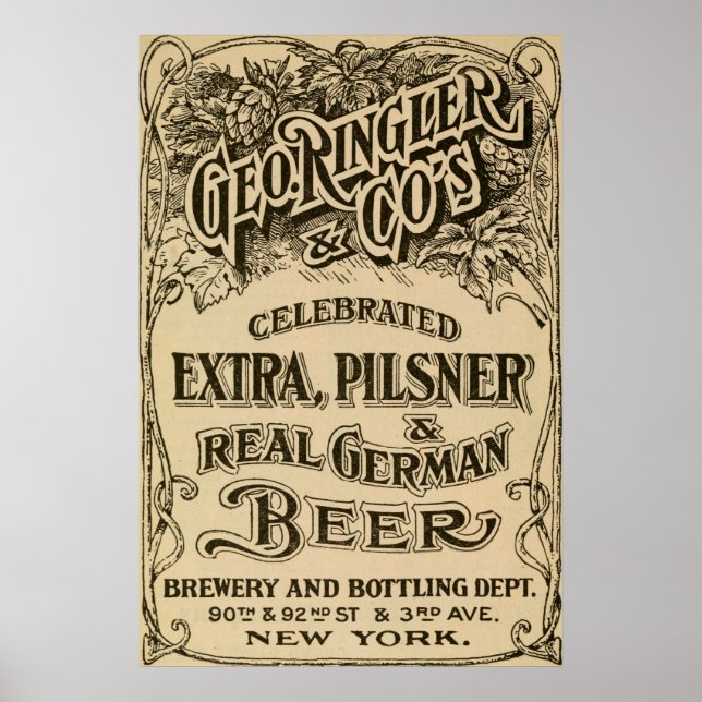Vintag 1908 Brauerei- und Bierwerbung Poster (Vorne)
