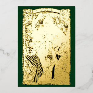 Vintag 1909 Weihnachtskrippe im Jugendstil Folien Feiertagskarte