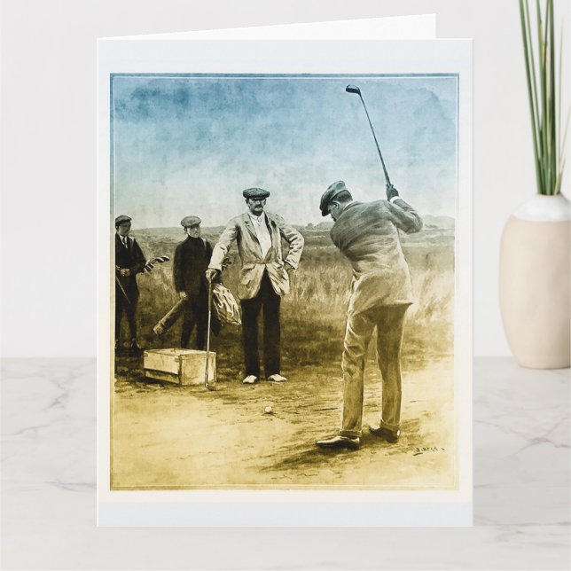 Vintag 1910 Golfer Big Card Dankeskarte (Vorderseite)