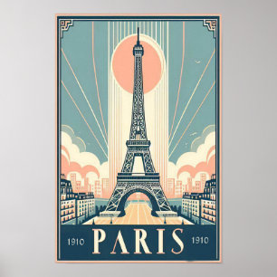 Vintag 1910 Paris Eiffelturm Art Deco Poster