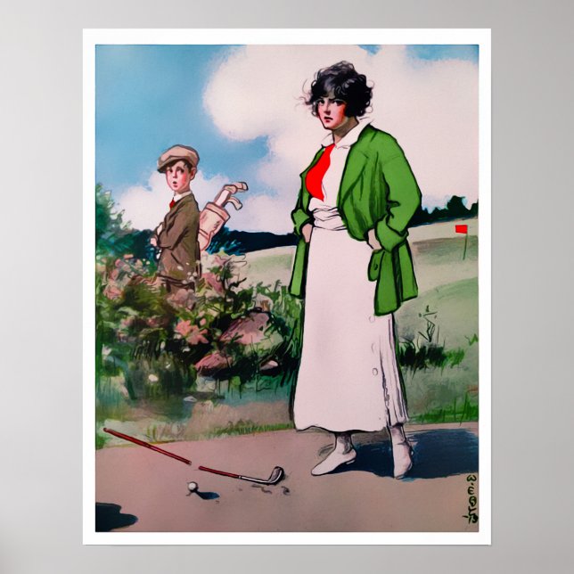Vintag 1913 Golfer-Printwerbung von Frauen Poster