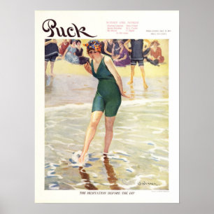 Vintag 1915 Puck Magazine Cover, Beach Poster