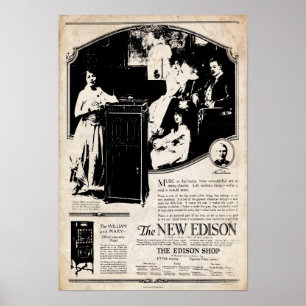 Vintag 1917 Edison Phonograph Poster