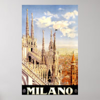 Vintag 1920 Duomo di Milano Italien Reiseplakat
