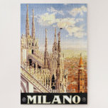 Vintag 1920 Duomo di Milano Italien Reiseplakat Puzzle<br><div class="desc">Ein wunderschönes Puzzle mit einem Vintagen (1920) Mailand, Italien Reiseplakat von Pomi, Allessandro, berühmter italienischer Maler und Illustrator. Es zeigt das Dach und die Türme des Duomo di Milano mit dem Stadtbild von Mailand im Hintergrund. Es wurde von ENIT, dem italienischen Tourismusverband, ausgestellt. Ein ideales Geschenk für Ihre Lieben oder...</div>