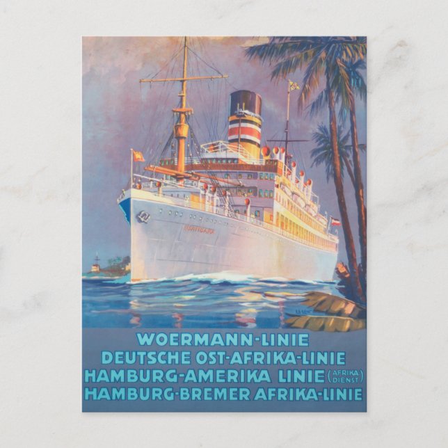 Vintag 1920 Woermann-Linie Deutschland Travel Post Postkarte (Vorderseite)
