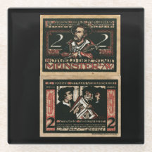Vintag 1921 2 Mark Notgeld Banknote Glass Coaste