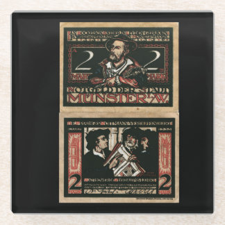 Vintag 1921 2 Mark Notgeld Banknote Glass Coaste Glasuntersetzer