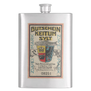 Vintag 1921 2 Mark Notgeld Premium Flask Flachmann