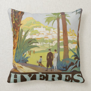 Vintag 1925 Französische Riviera - Große Hyeres- Kissen